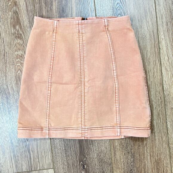 Free People Modern Femme Bodycon Pink Denim Skirt - Picture 1 of 7